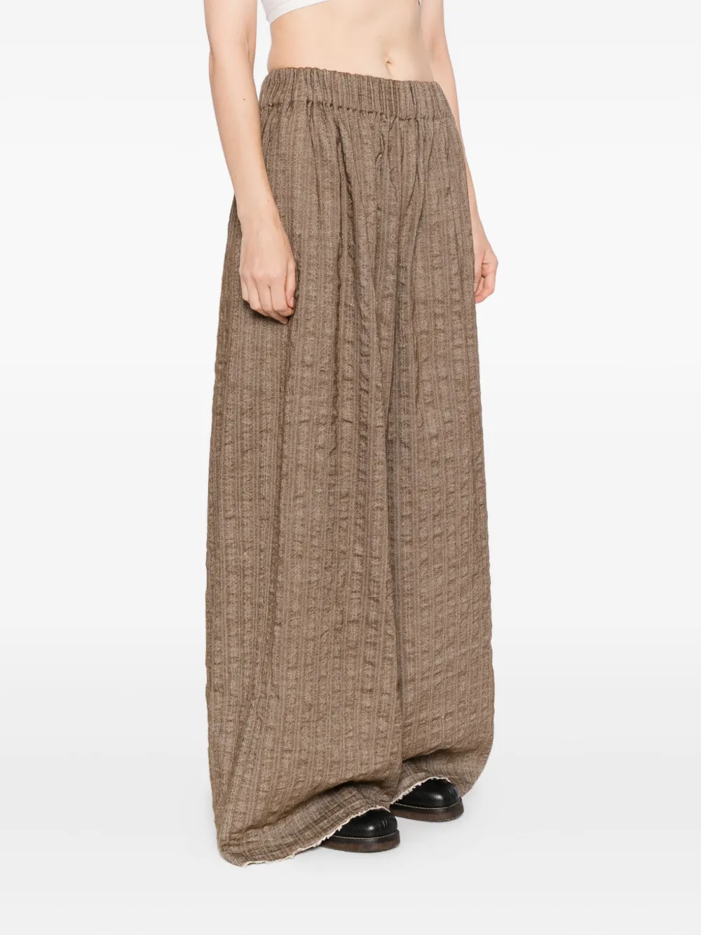Uma Wang Textured Wide-leg Trousers In Brown