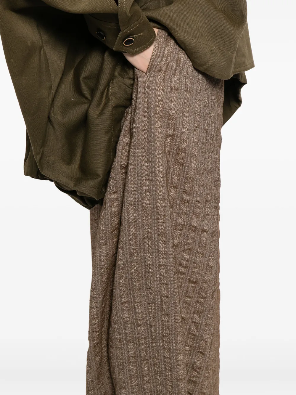 Uma Wang Textured Wide-leg Trousers In Brown