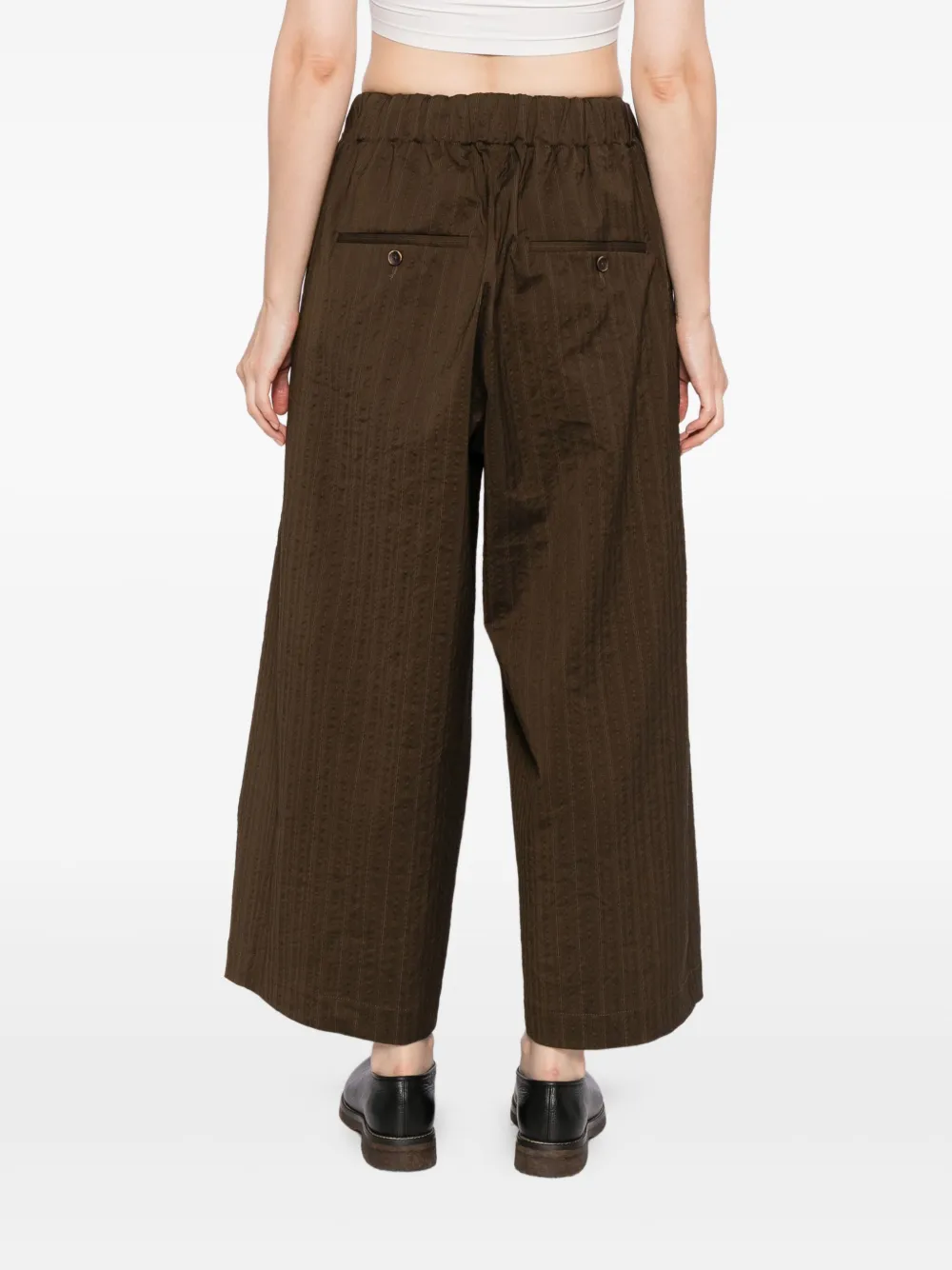 Uma Wang Plooibroek met wijde pijpen Bruin