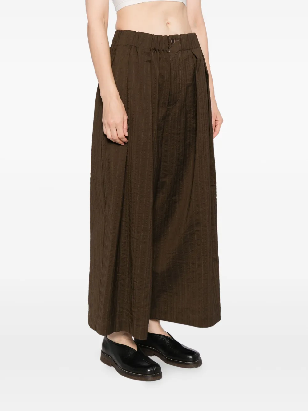 Uma Wang Plooibroek met wijde pijpen Bruin