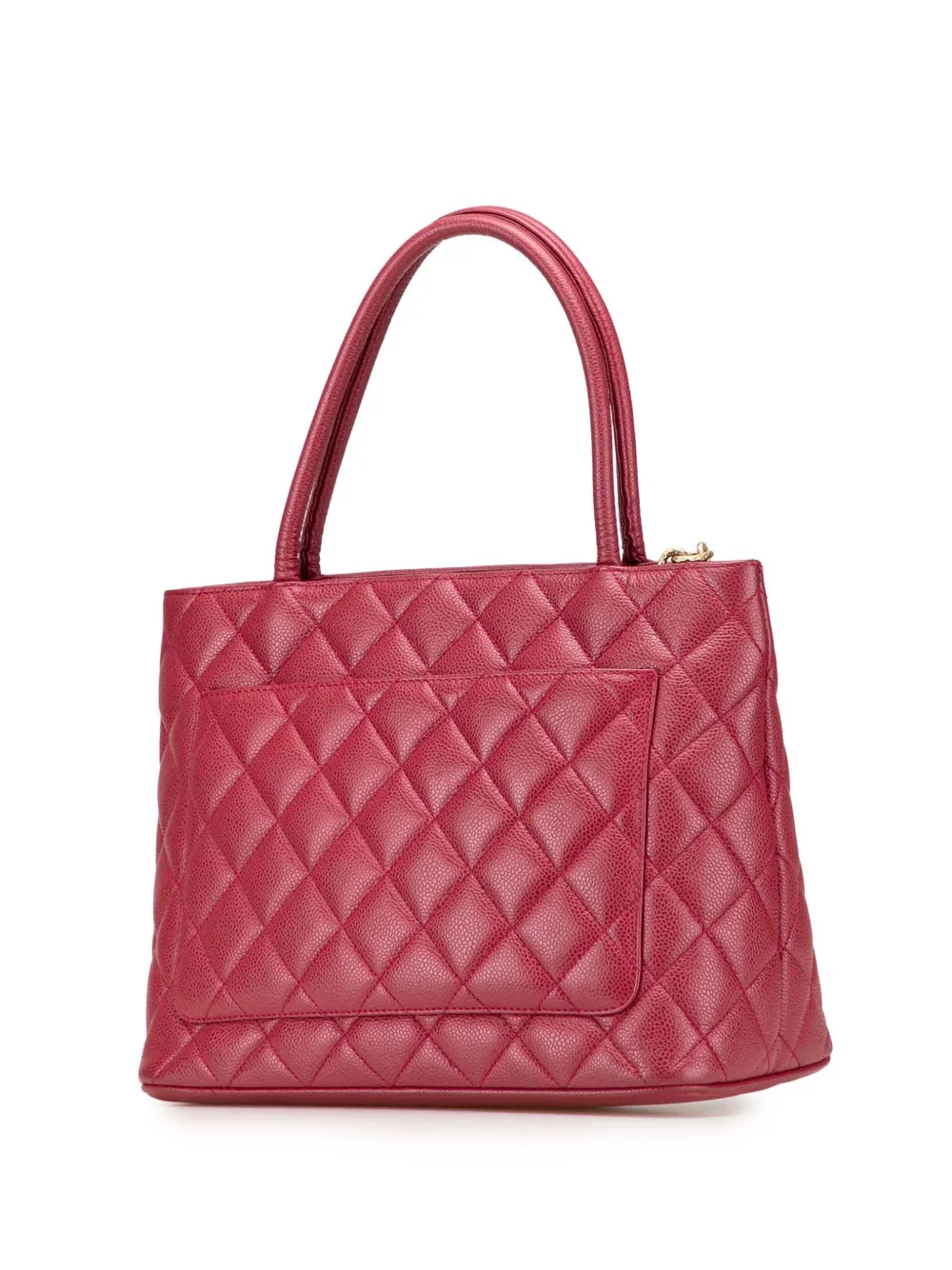 Pre-owned Chanel 2000-2002 Caviar Medallion Tote Bag In Red