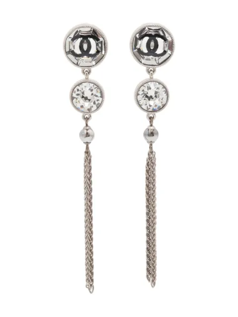 CHANEL Pre-Owned 2018 CC crystal drop earrings