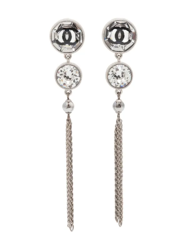 CHANEL ドロップピアス A13033 Y02018 CHANEL Pre-Owned 2018 ココマーク クリスタル ドロップピアス