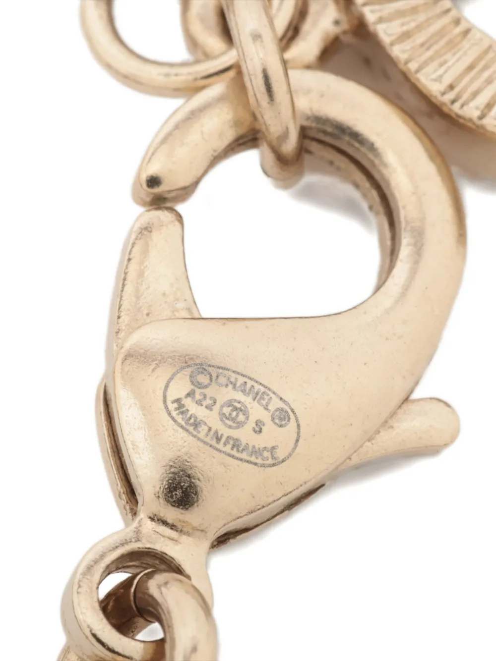 Pre-owned Chanel 2022 Leather-and-chain Necklace In Gold