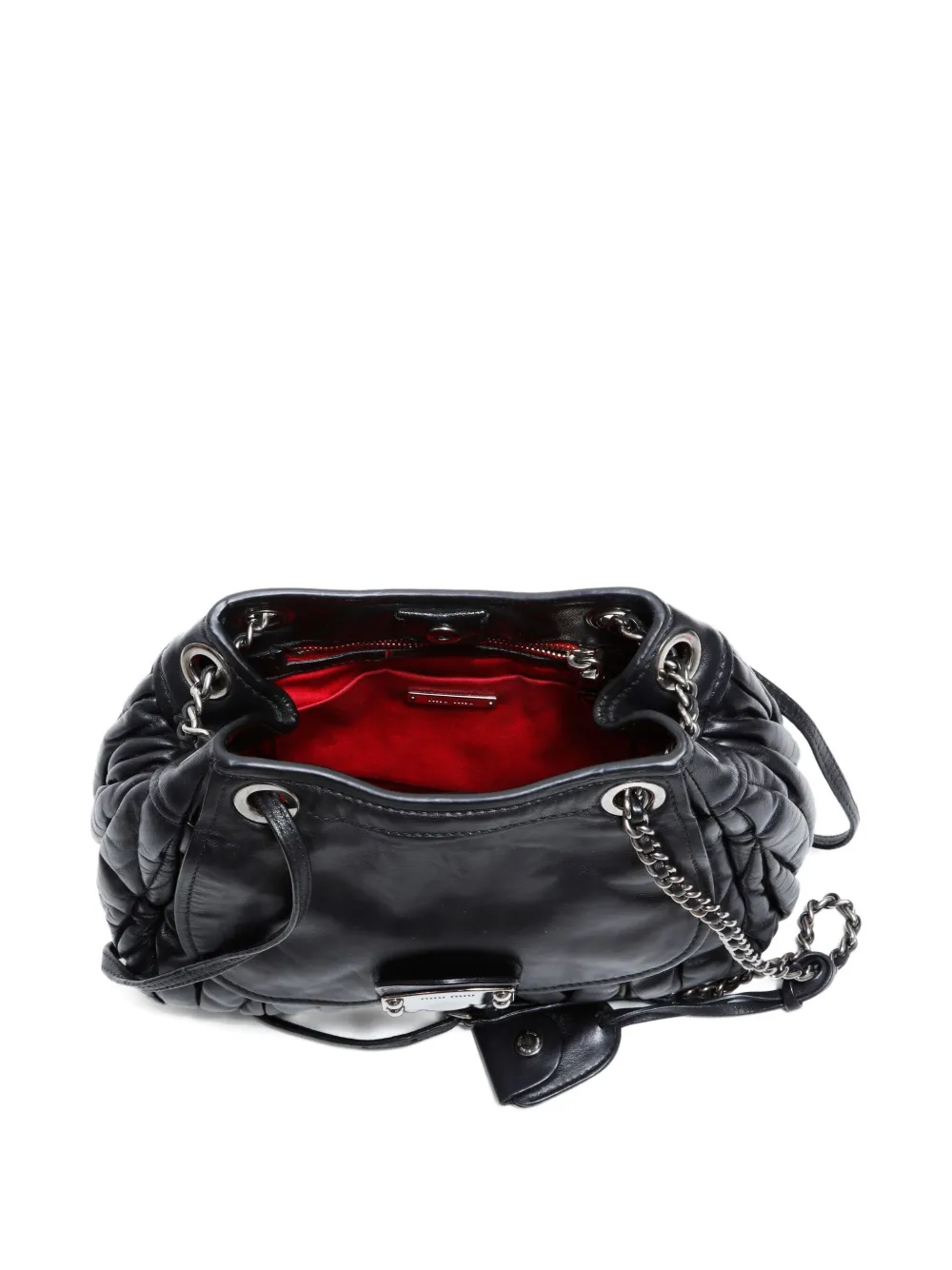 Pre-owned Miu Miu 2010s Matelassé Chain Shoulder Bag In Black