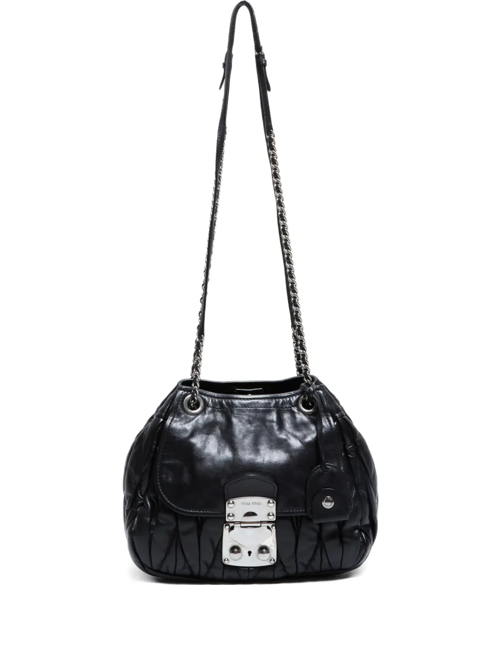 Pre-owned Miu Miu 2010s Matelassé Chain Shoulder Bag In Black