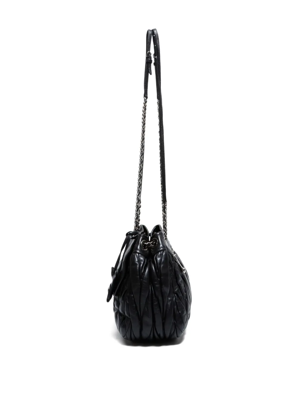 Pre-owned Miu Miu 2010s Matelassé Chain Shoulder Bag In Black