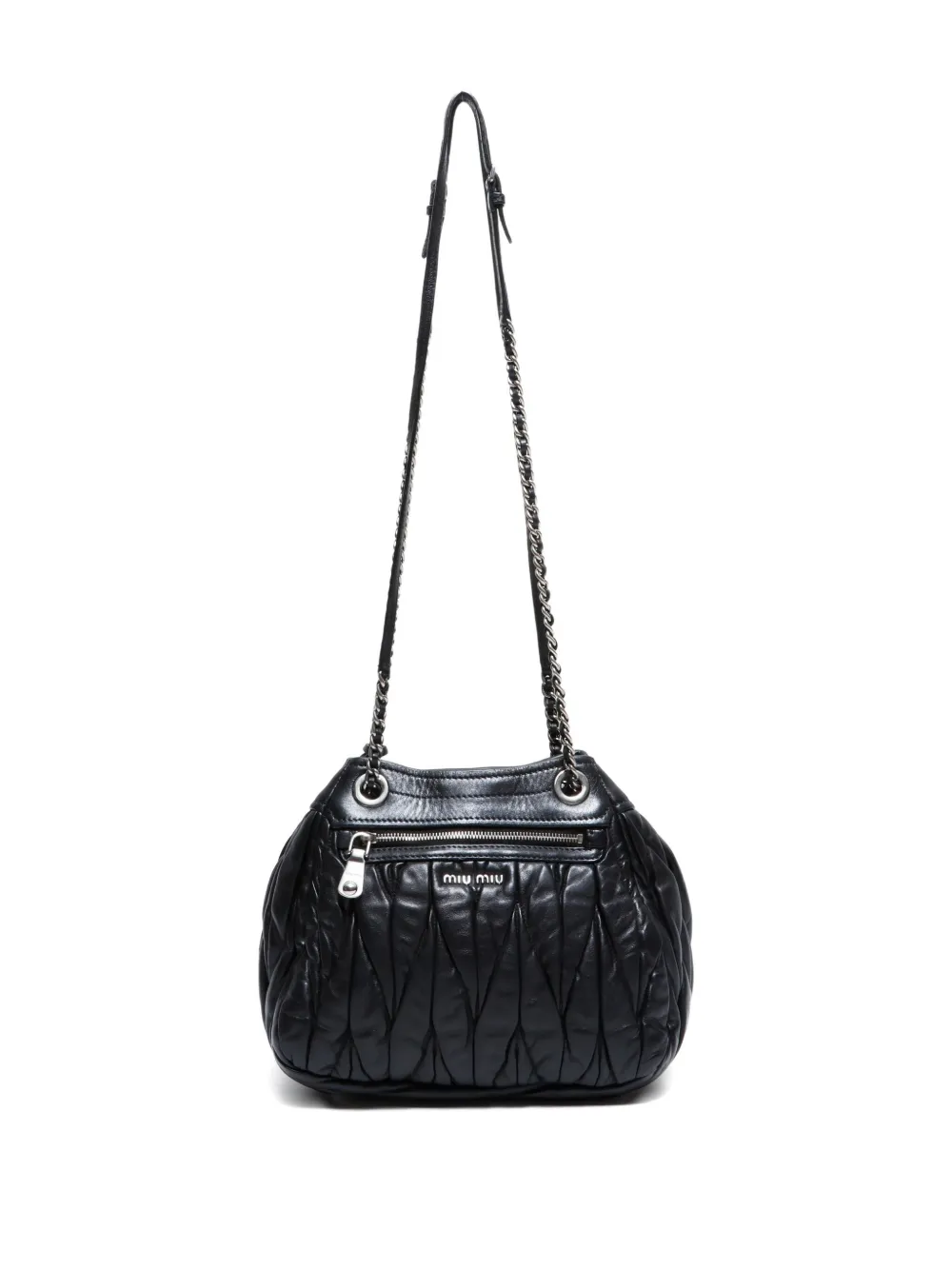 Pre-owned Miu Miu 2010s Matelassé Chain Shoulder Bag In Black
