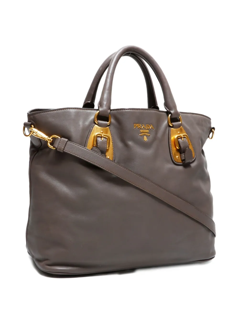 Pre-owned Prada 2010s Leather Tote Bag In Brown