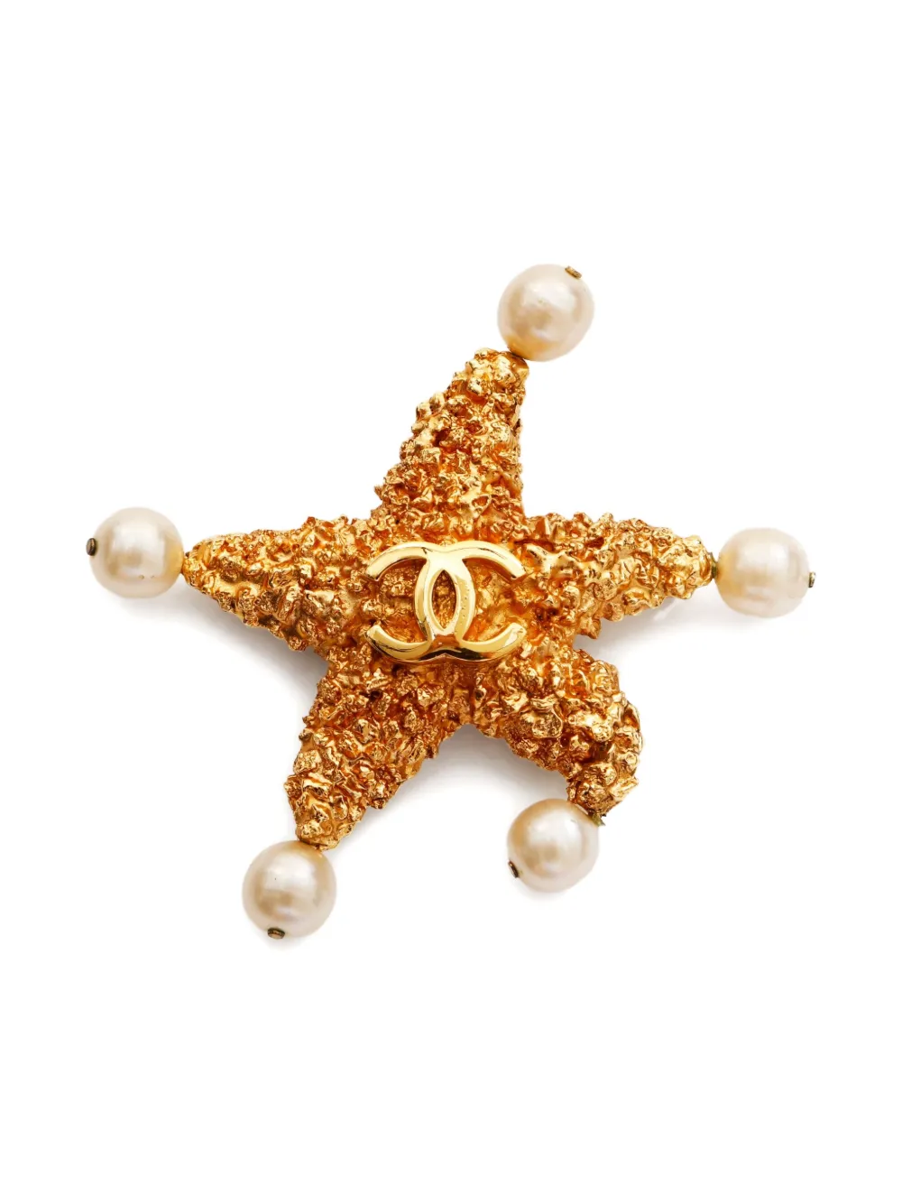 CHANEL Pre-Owned 1993 starfish logo-plaque brooch | Gold | Image 1