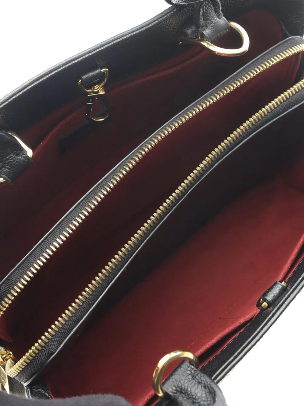 Pre-owned Louis Vuitton 2021-2025 Bicolor Monogram Empreinte Giant Montaigne Bb Satchel In Black
