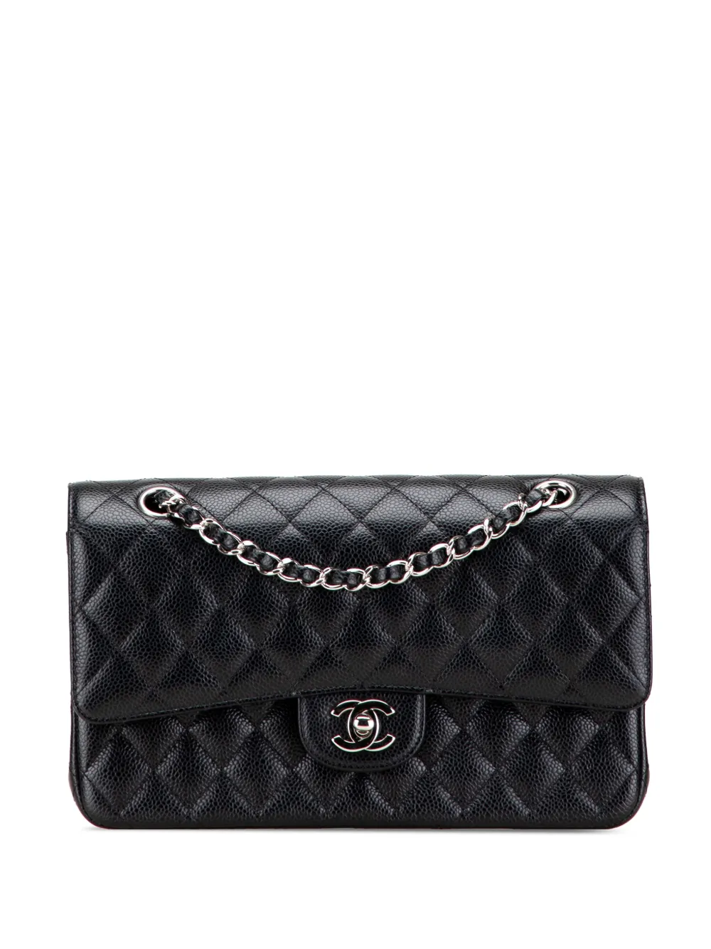 CHANEL Pre-Owned 2019 ミディアム クラシック キャビア ダブルフラップ ショルダーバッグ - ブラック CHANEL Pre-Owned 2019 ミディアム クラシック キャビア ダブルフラップ ショルダーバッグ - ブラック
