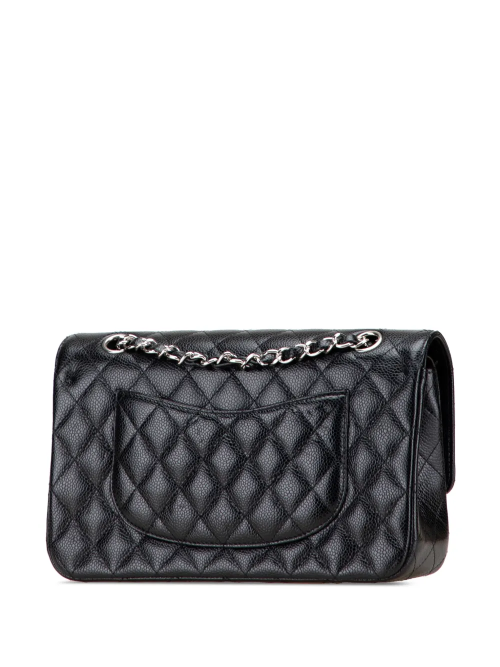 Pre-owned Chanel 2019 Medium Classic Caviar Double Flap Shoulder Bag In Black
