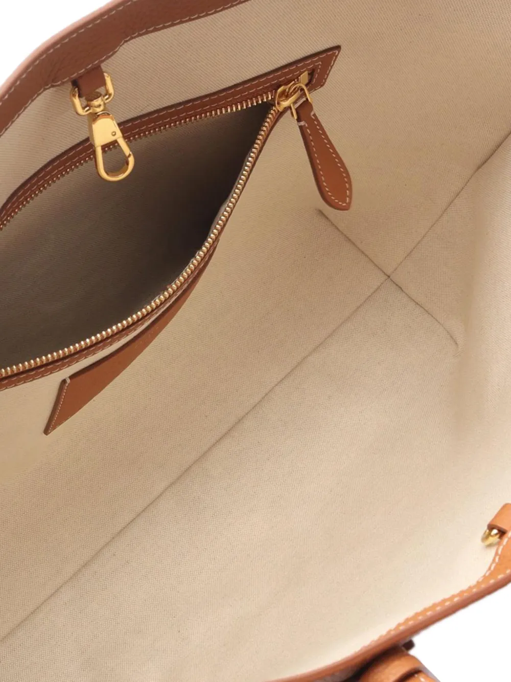 Pre-owned Burberry 2018-2025 Medium Leather Tb Monogram Tote Bag In Brown