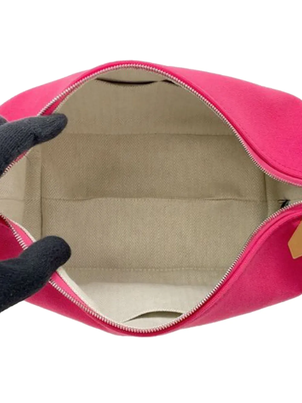 Pre-owned Hermes 2012-2025 Small Canvas Bride A Brac Case Vanity Bag In Pink