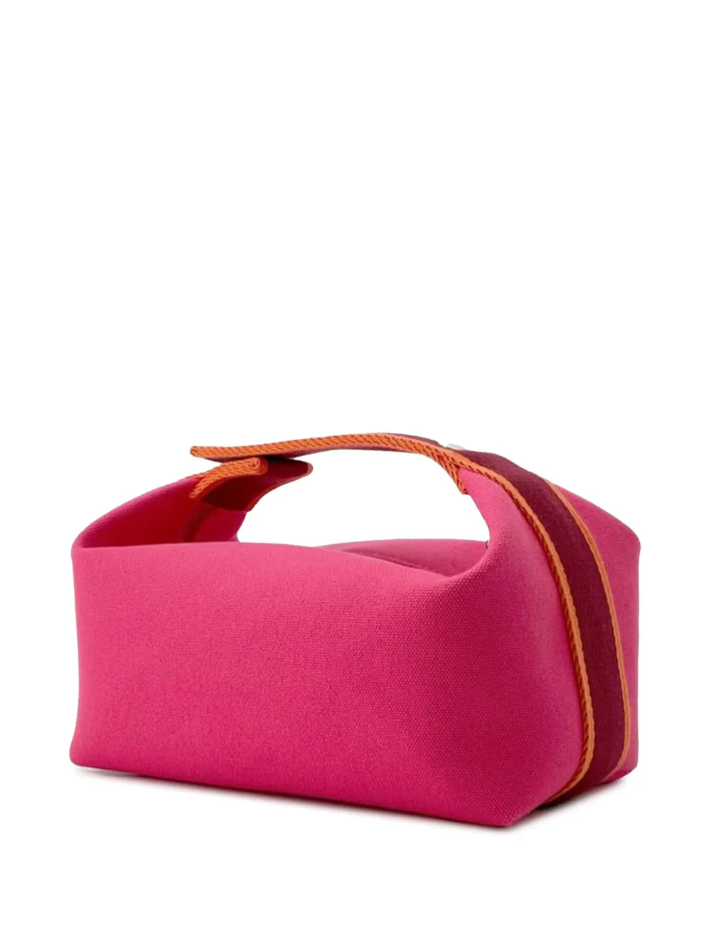 Pre-owned Hermes 2012-2025 Small Canvas Bride A Brac Case Vanity Bag In Pink