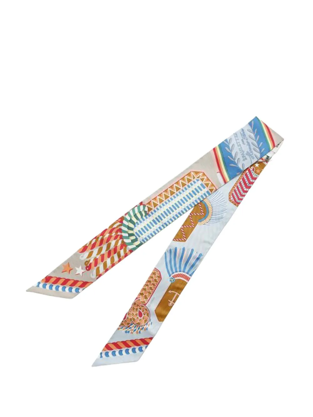 Pre-owned Hermes 2023 Epaulettes De Gala Silk Twilly Scarf Scarves In Blue