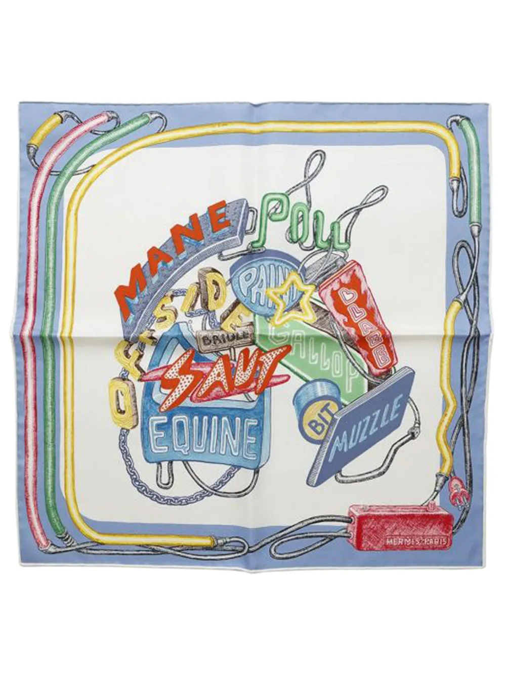 Hermès Pre-Owned 20th Century Gavroche Chevaloscope Neon Pointille Silk Scarf scarves | Blue | Image 1