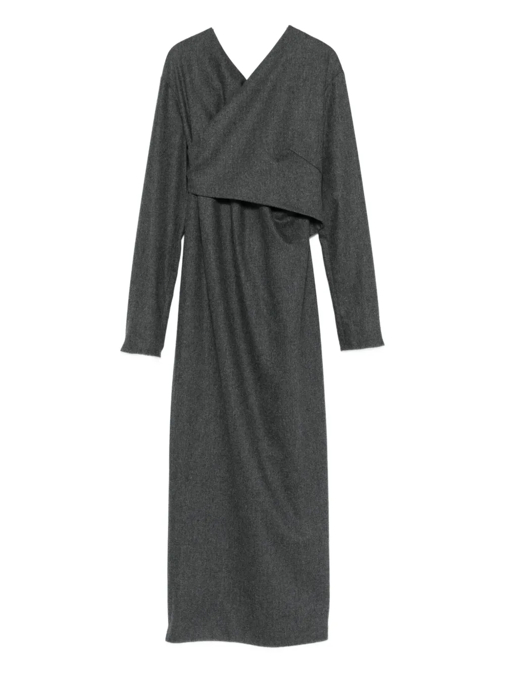 KHAITE cross-neck wrap dress | Grey | Image 1