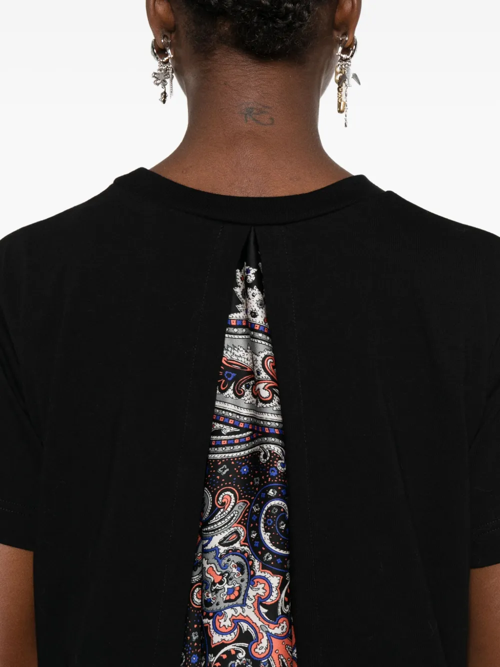 Sacai Pocket-detailed Paisley-print T-shirt In Black