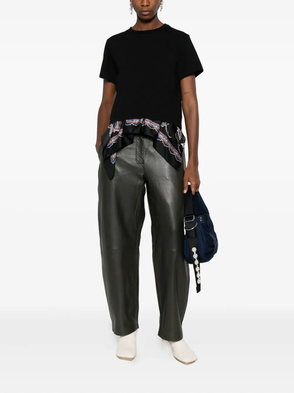 Sacai Pocket-detailed Paisley-print T-shirt In Black