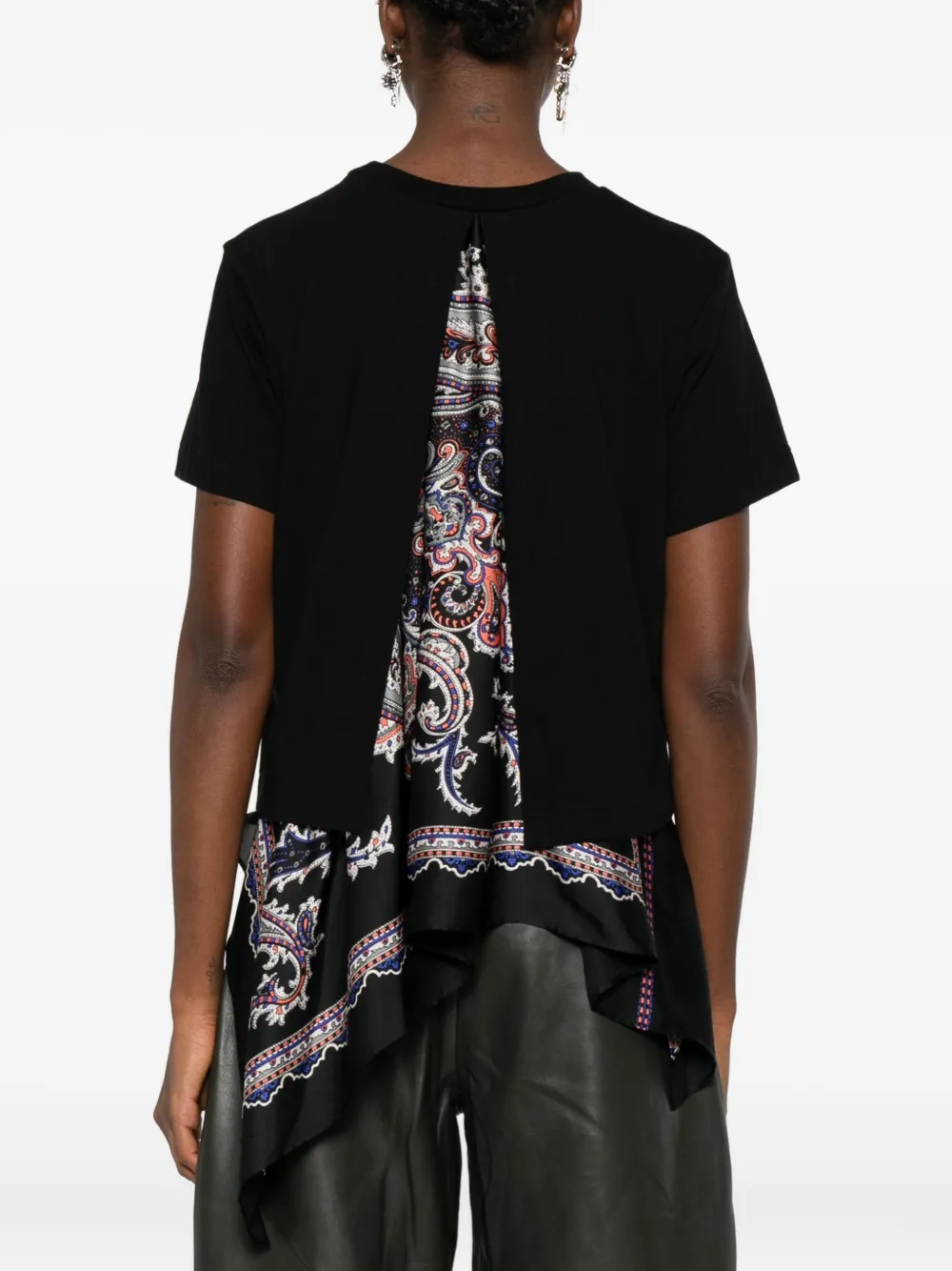 Sacai Pocket-detailed Paisley-print T-shirt In Black