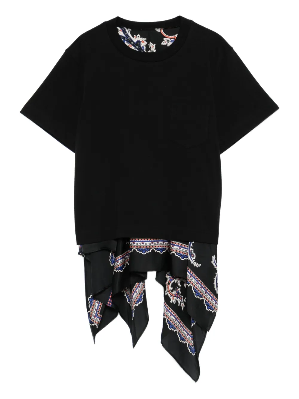 Sacai Pocket-detailed Paisley-print T-shirt In Black