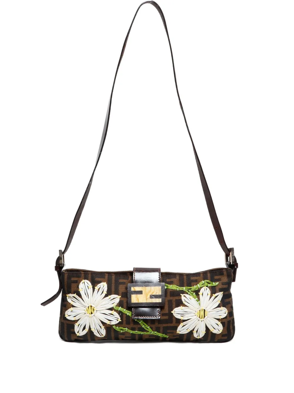 Fendi Pre-Owned 2000-2015 Mamma Flower Zucca shoulder bag - Marrone