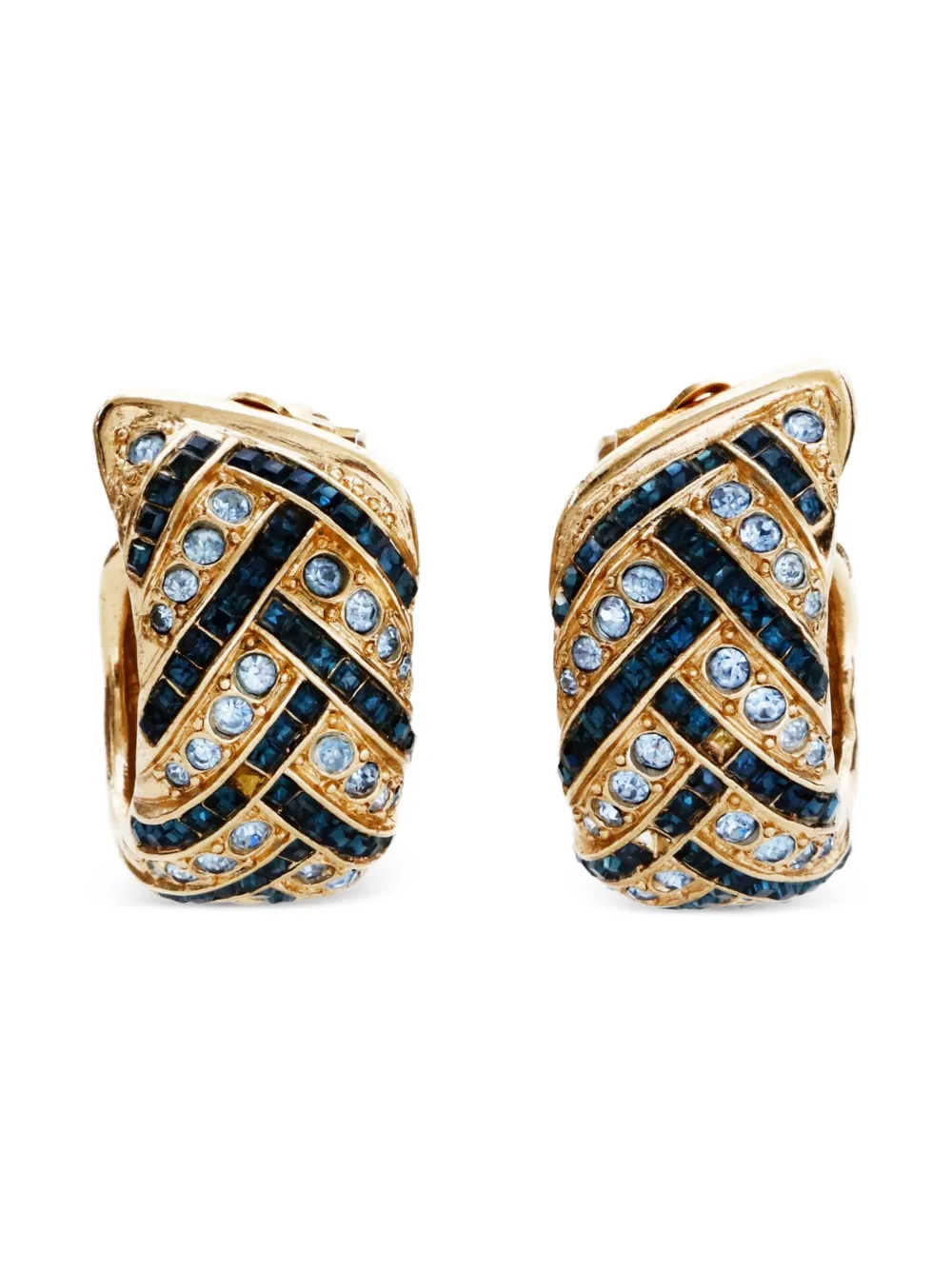 Saint Laurent Pre-Owned 1980-2000s rhinestone hoop earrings | Gold | Image 1