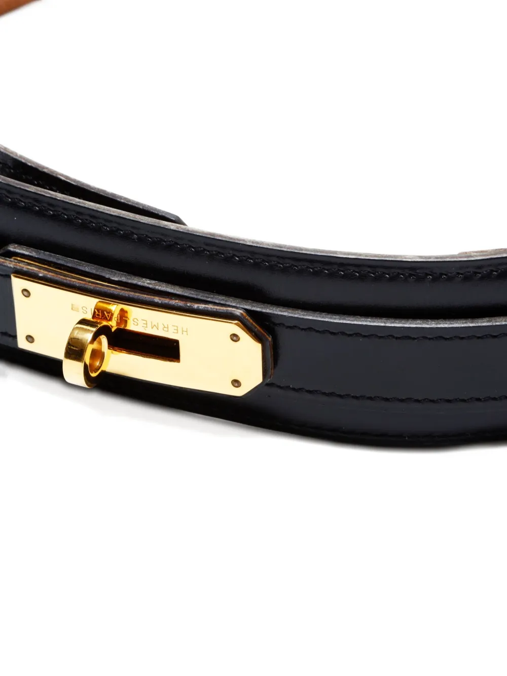Pre-owned Hermes 1994 Kelly Leather Belt In Black