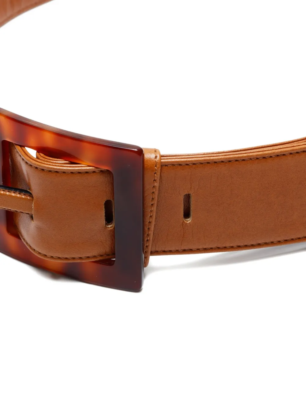 Pre-owned Chanel 1990 Interlocking-cc Square-buckle Belt In Brown