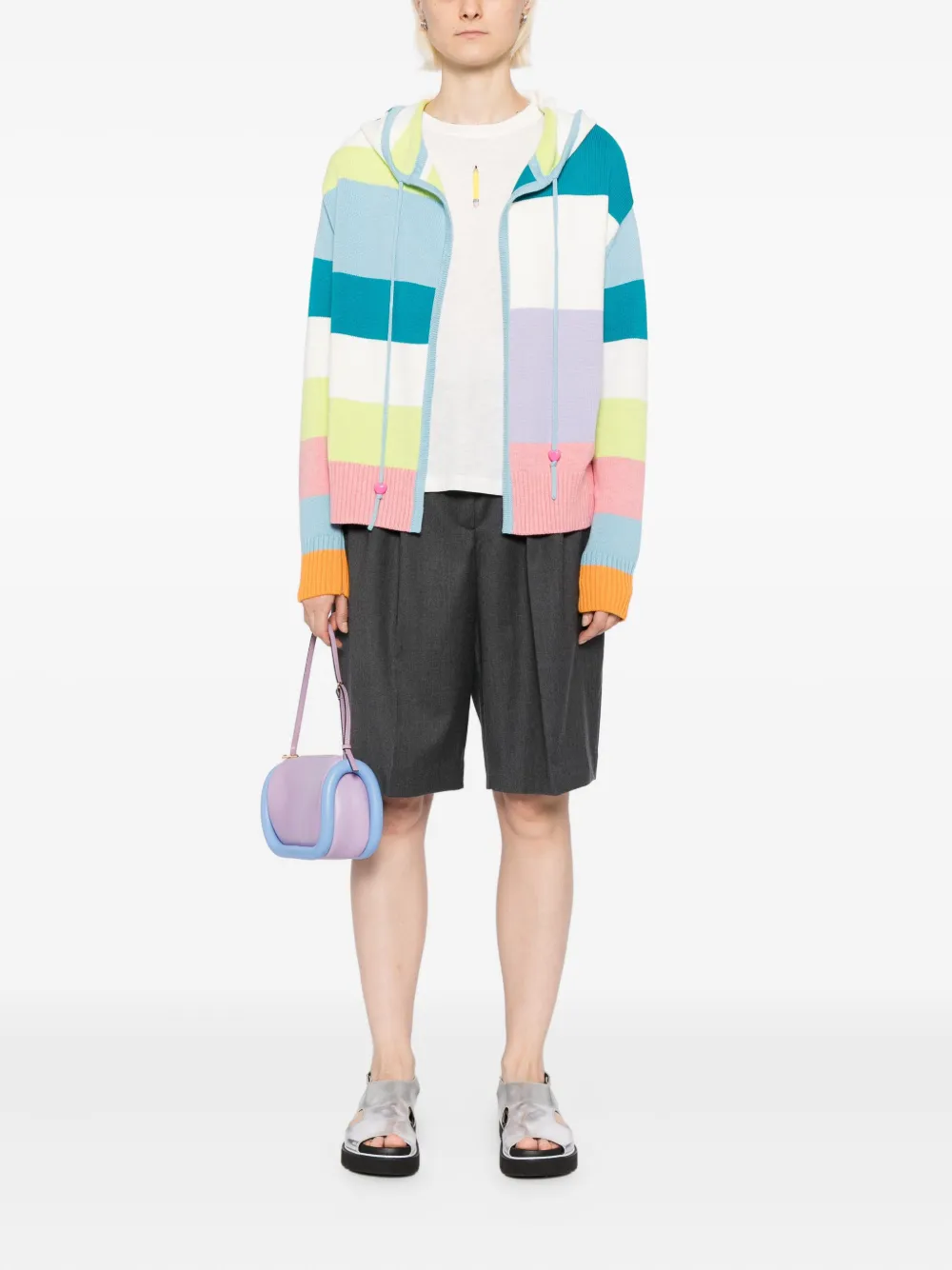 Mira Mikati Embroidered Striped Hoodie In Blue