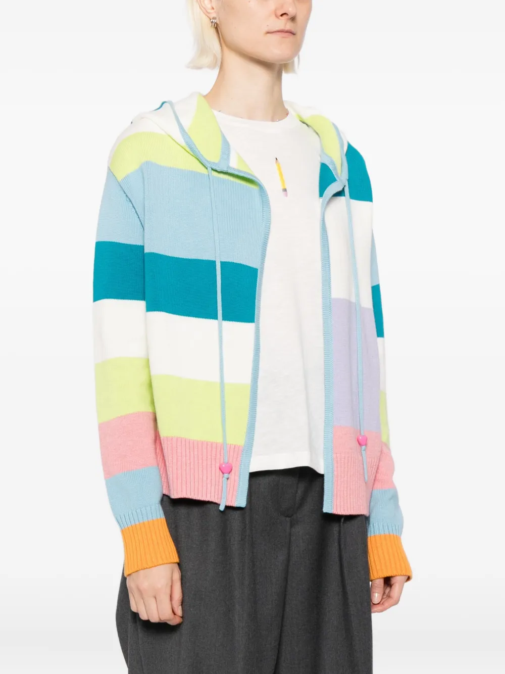 Mira Mikati Embroidered Striped Hoodie In Blue