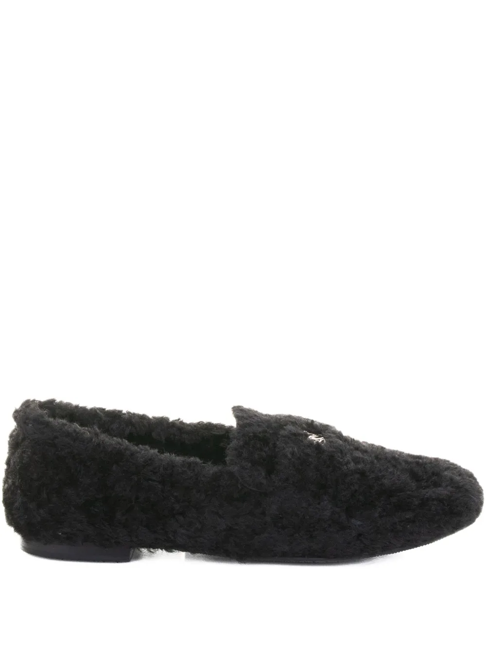Casadei shearling slip-on loafers 000 BLACK