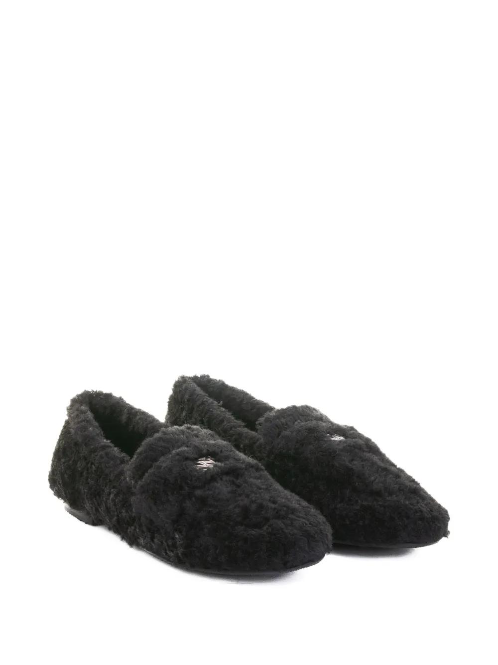 Casadei shearling slip-on loafers 000 BLACK