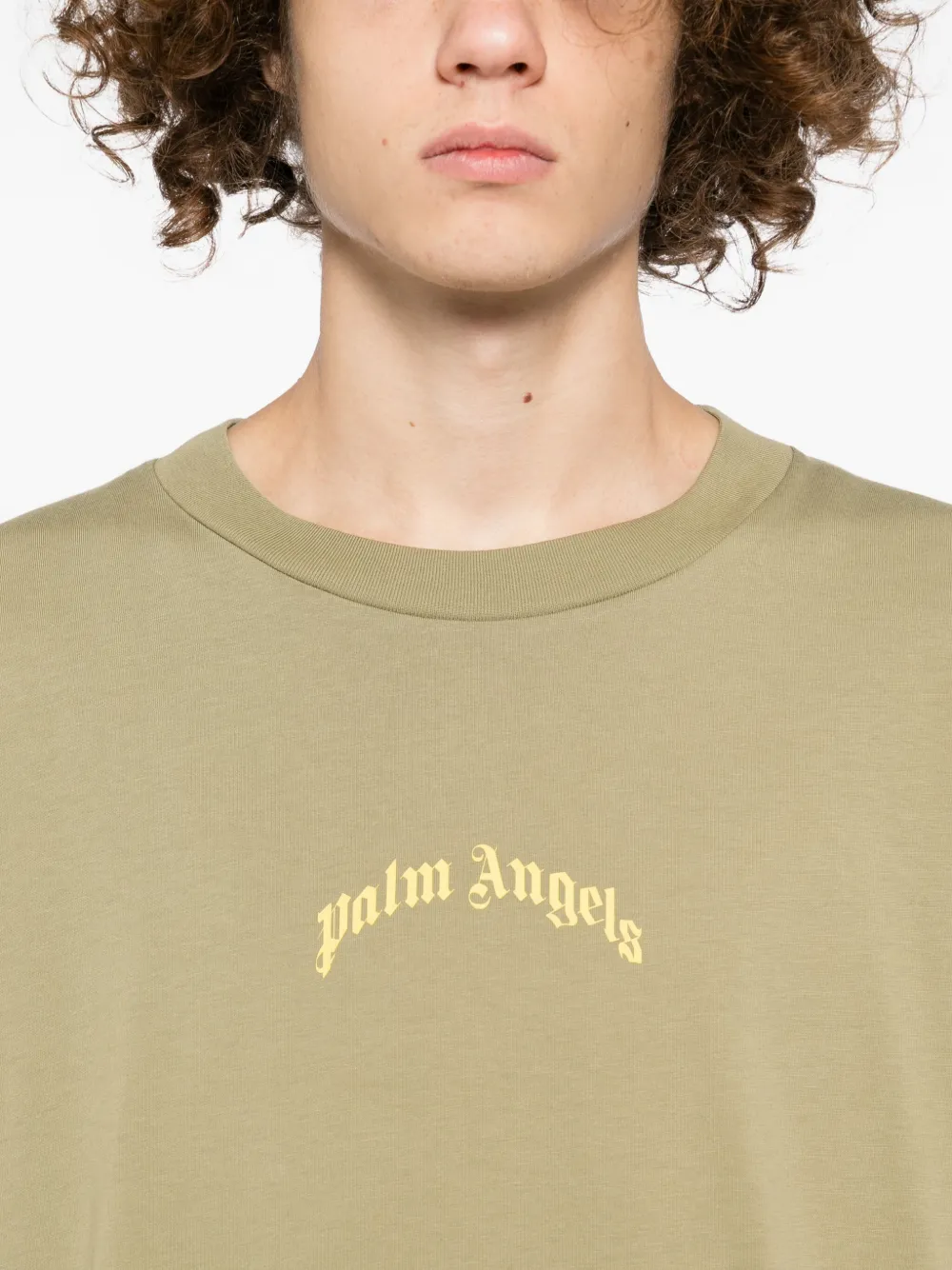 Palm Angels Logo-print T-shirt In Green
