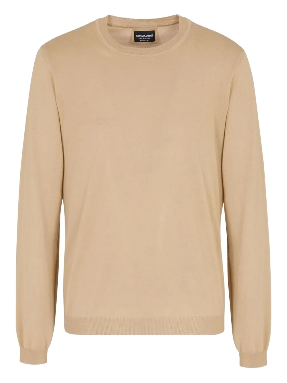 Giorgio Armani Crew-neck Long-sleeve Sweater In Brown