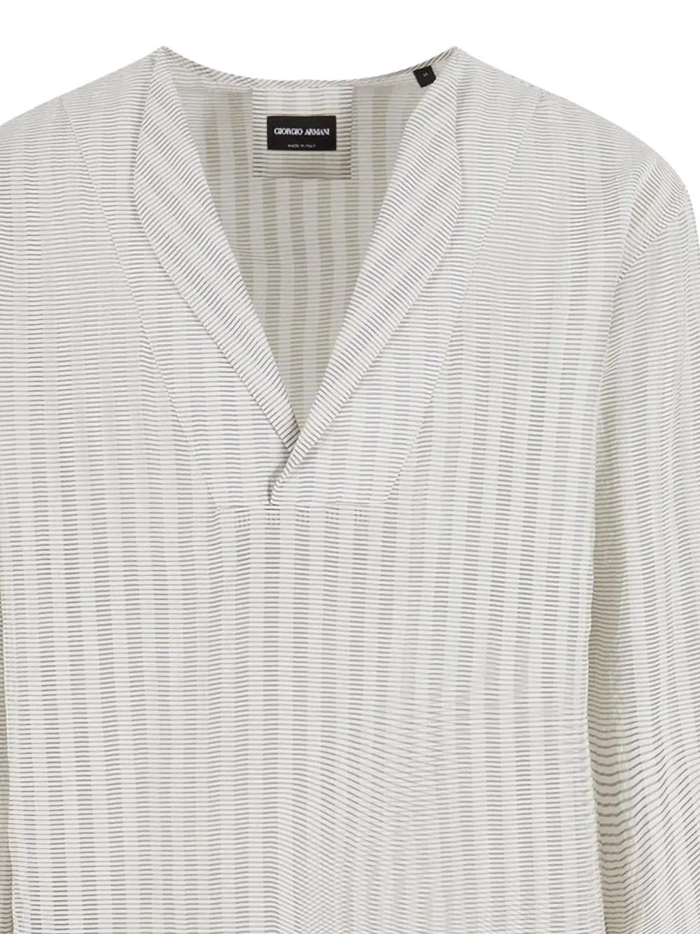 Giorgio Armani Gestreept overhemd met V-hals - Wit