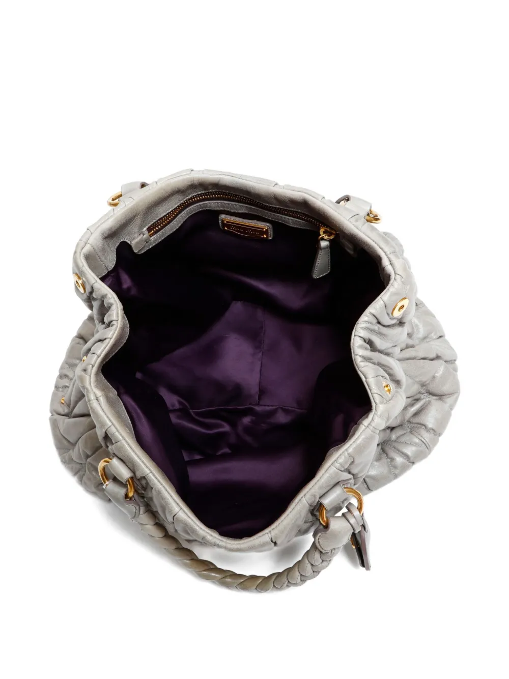 Pre-owned Miu Miu 2010s Matelassé Tote Bag In Gray