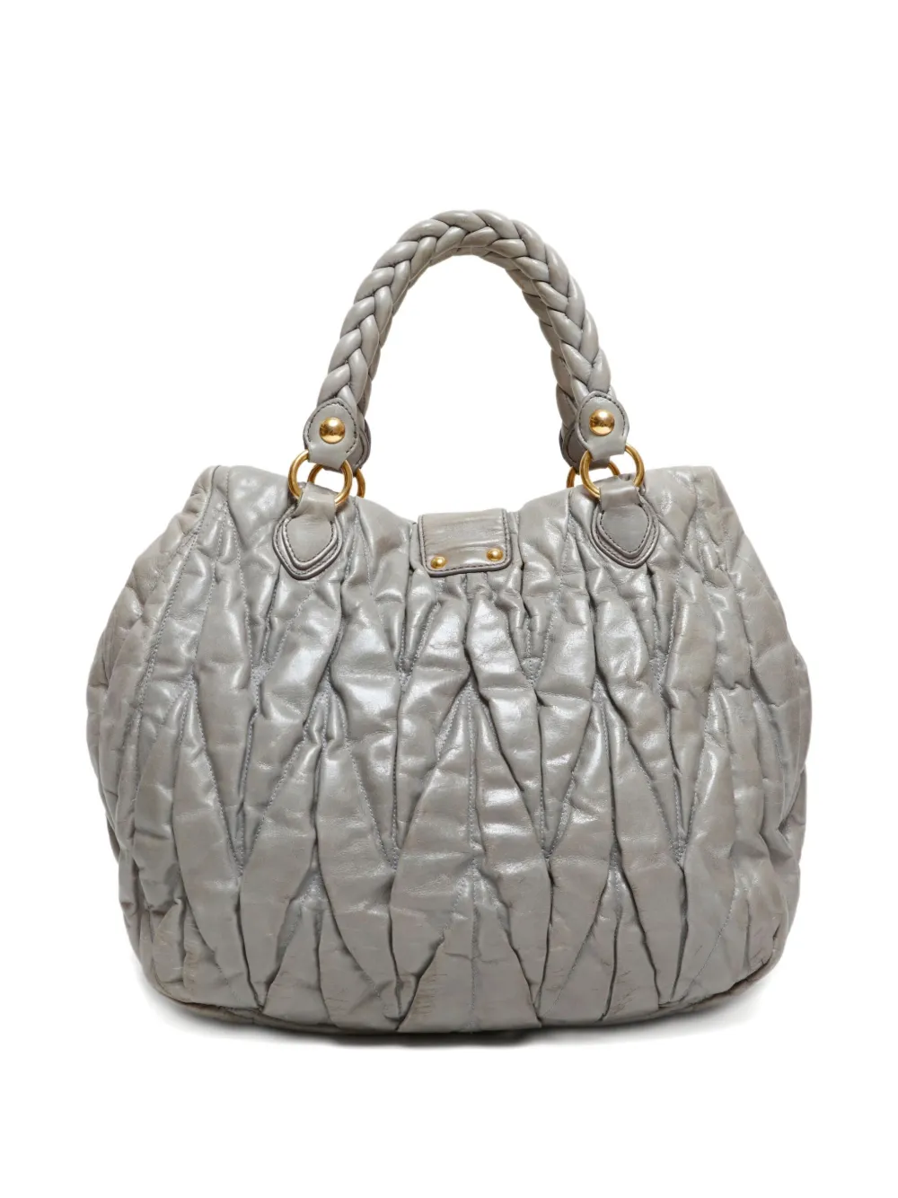 Pre-owned Miu Miu 2010s Matelassé Tote Bag In Gray