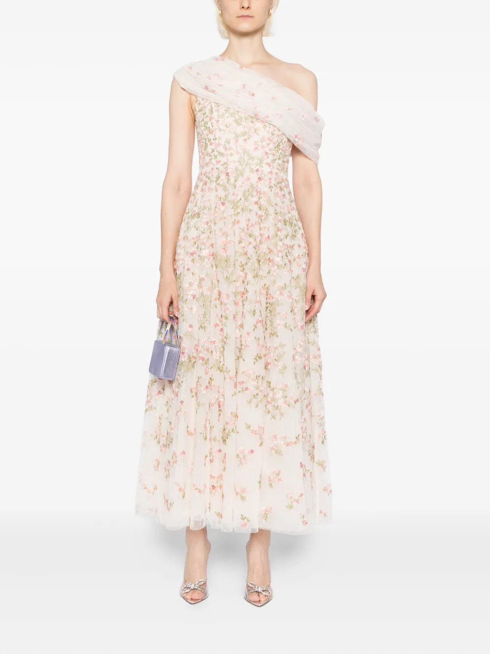 Needle & Thread Jurk met geborduurde bloemen - Beige