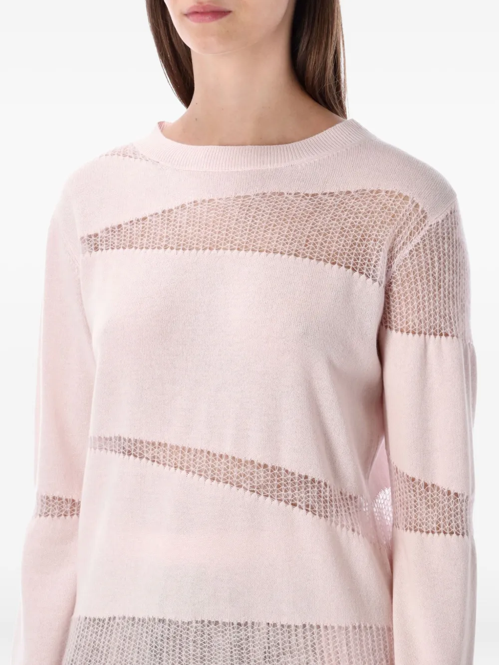 Fabiana Filippi Mohair Insert Long Sleeve Knit Sweater In Pink