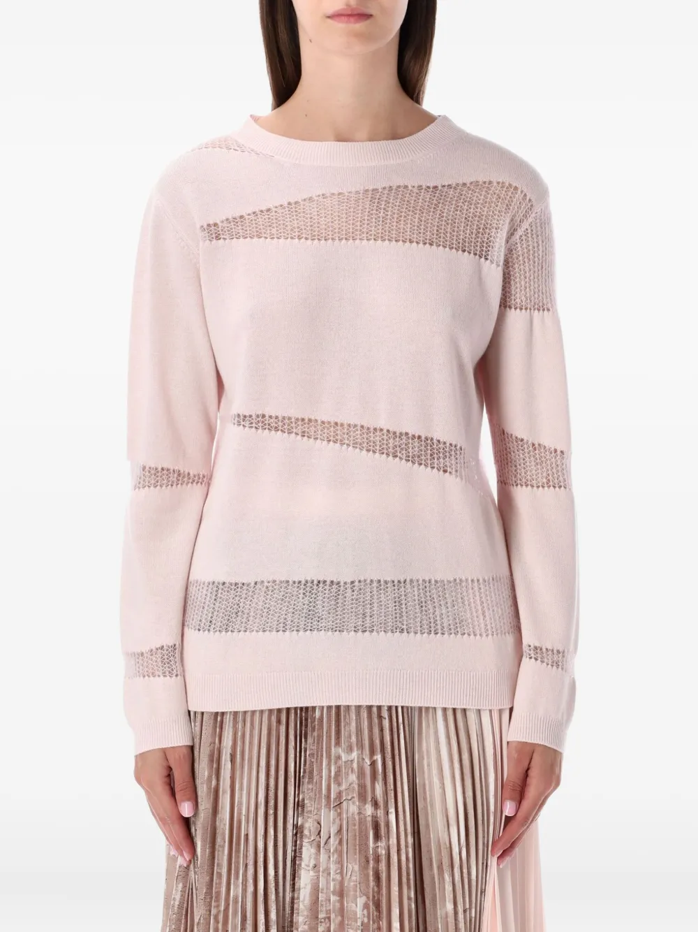 Fabiana Filippi long-sleeve mohair-inserts sweater | Pink | Image 1