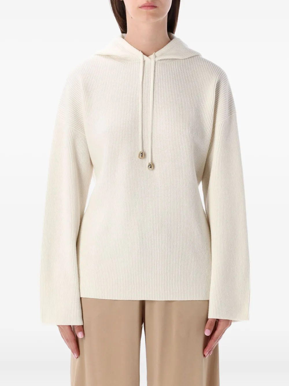 Fabiana Filippi ribbed hoodie | Neutrals | Image 1