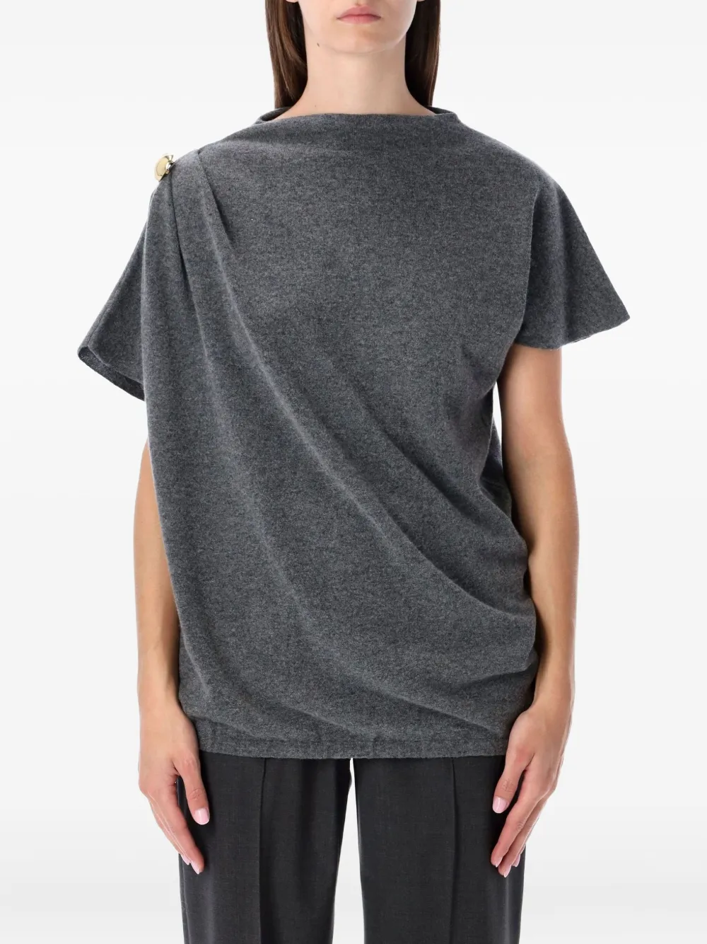 Fabiana Filippi draped shoulder-detail T-shirt | Grey | Image 1