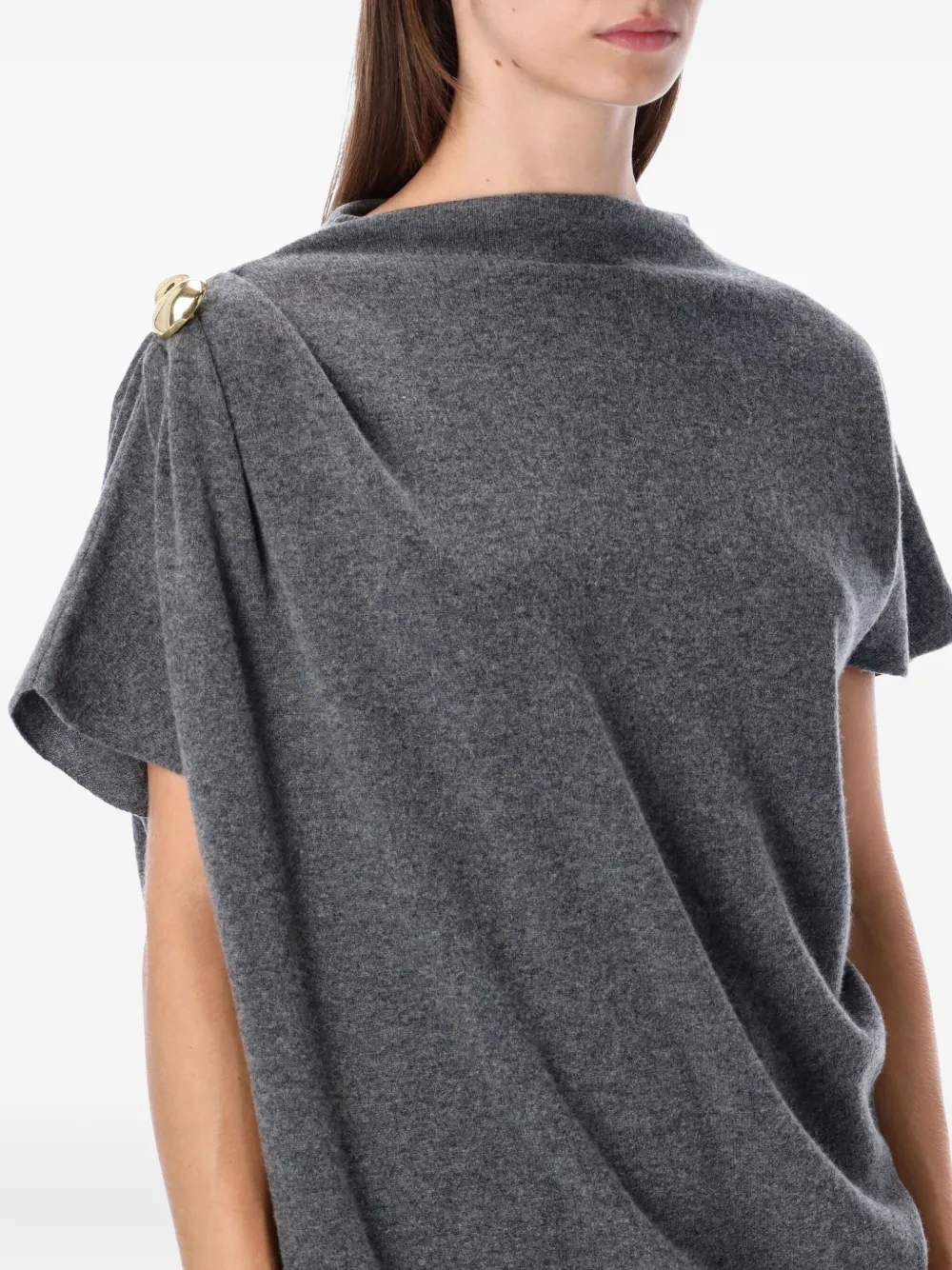 Fabiana Filippi Gedrapeerd T-shirt met schouderdetail Grijs