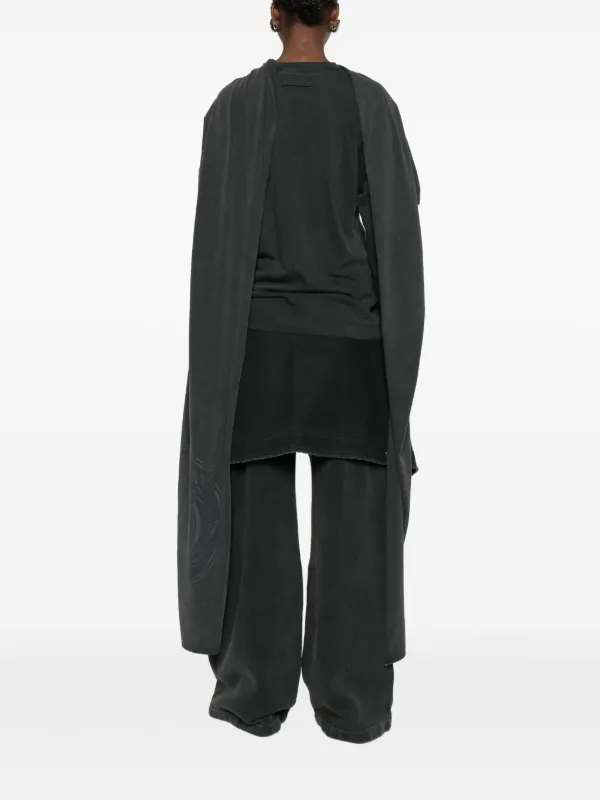 Jean Paul Gaultier draped-neckline long-sleeve Top | Grey | FARFETCH