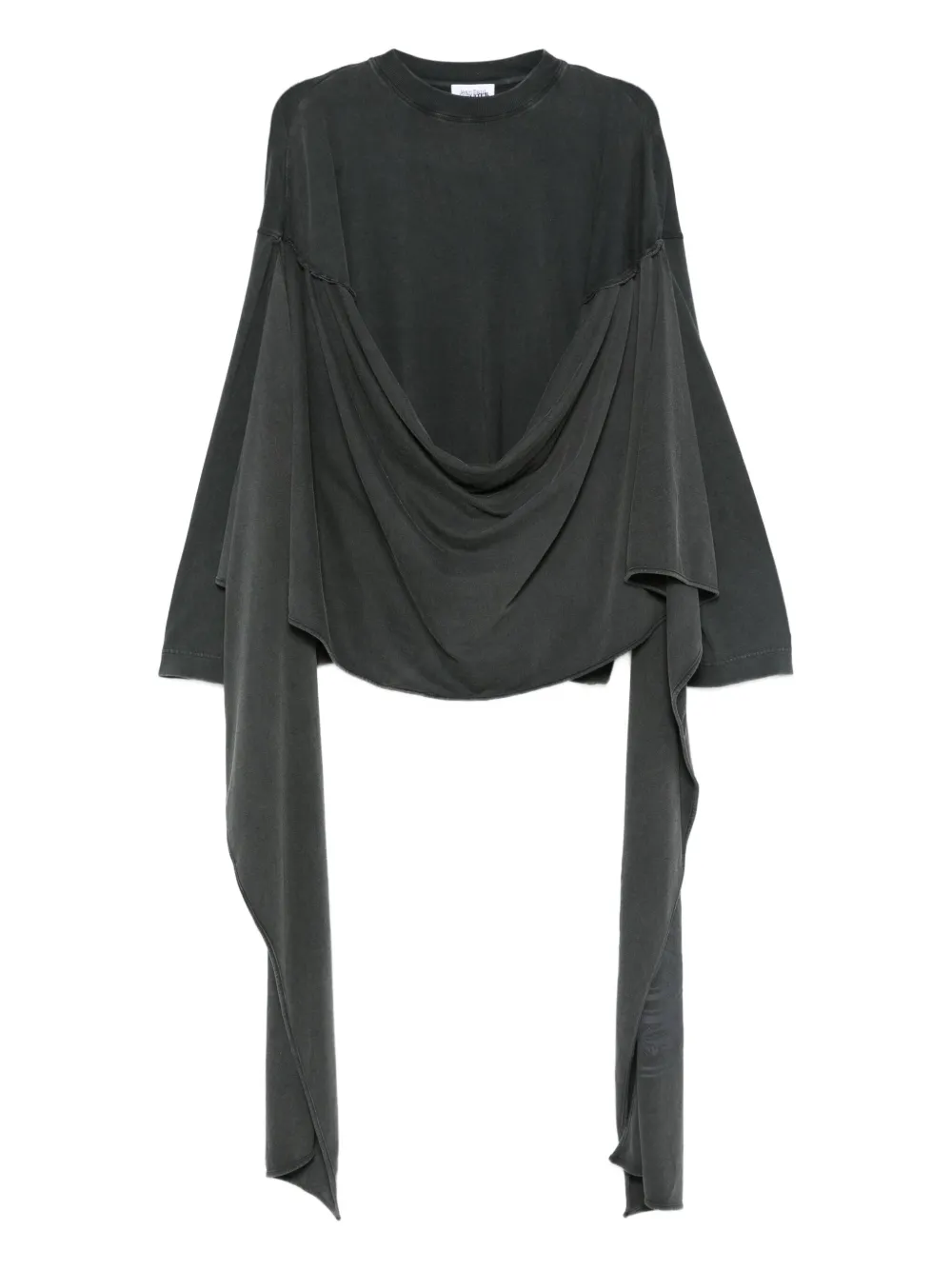 Jean Paul Gaultier Draped-neckline Long-sleeve Top In Gray