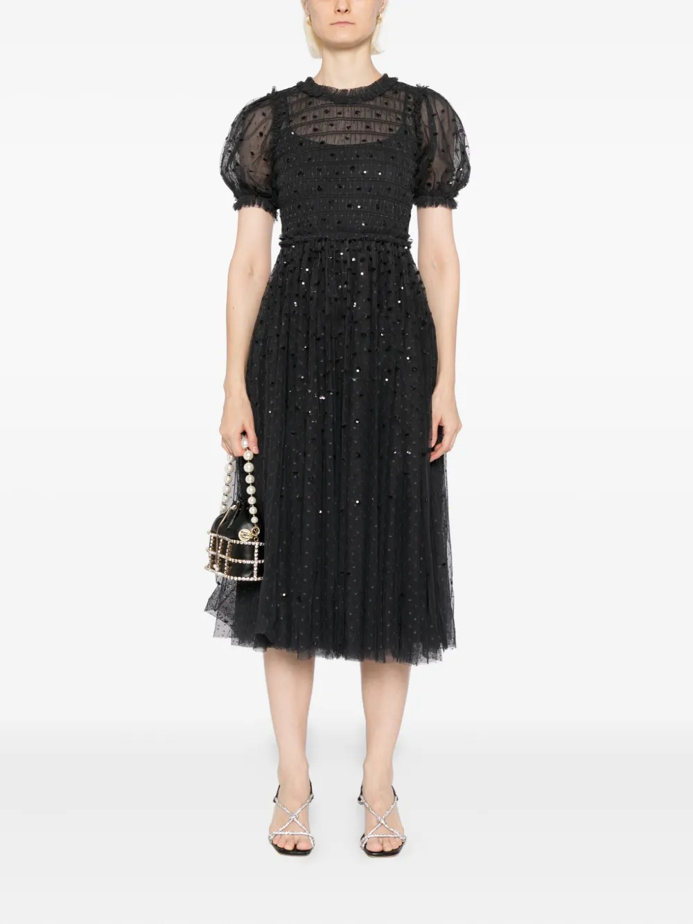 Needle & Thread Jurk verfraaid met pailletten - Zwart