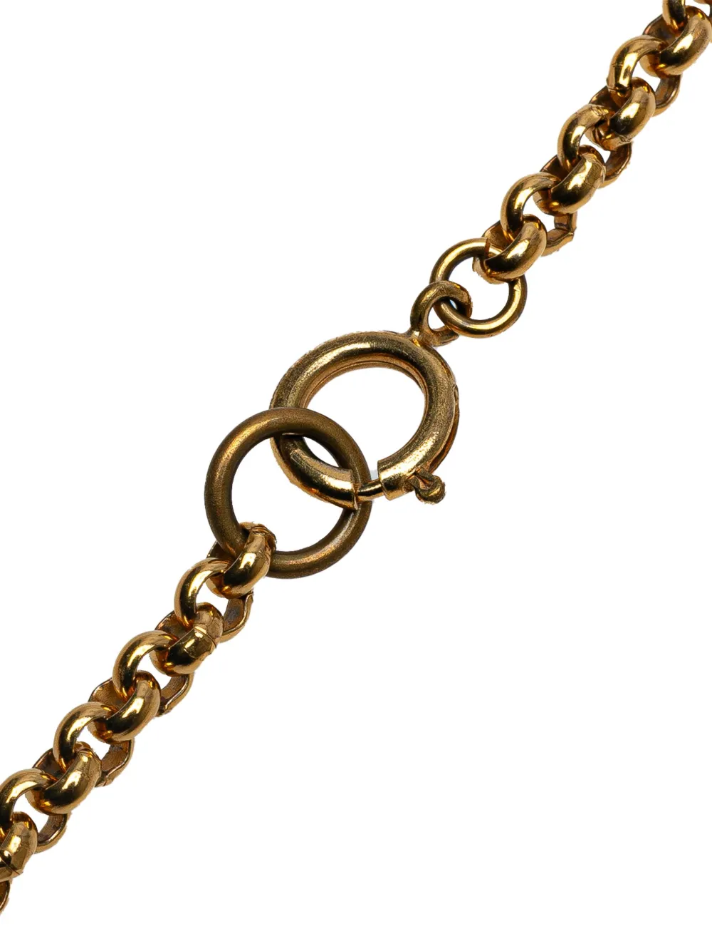 Pre-owned Chanel 1995 Gold Plated Cc Heart Pendant Necklace Costume Necklace
